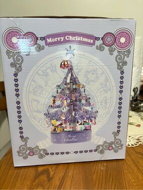NEW IN BOX Purple Crystal Christmas Tree Building Block Music Box – Holiday